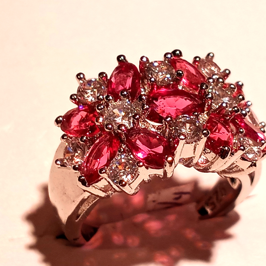 Ruby And Cubic Silver Ring